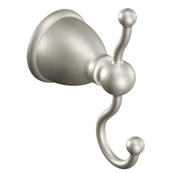 Moen Caldwell Series Y3103BN Robe Hook, 2-Hook, Zinc, Brushed Nickel, Wall Mounting