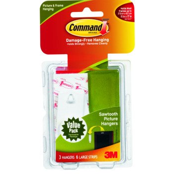 Command 17042 Picture Hanger, 5 lb, Plastic, White, 1-1/8 in Opening, Adhesive Strip Mounting