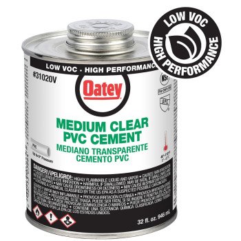 Oatey 31020V Medium-Bodied Fast Set Cement, 32 oz Can, Liquid, Clear