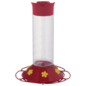 Perky-Pet 209B Bird Feeder, 30 oz, 6-Port/Perch, Glass/Plastic, Bright Red/Yellow, 8.3 in H