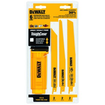 DeWALT DW4896 Reciprocating Saw Blade Set, 6-Piece, Bi-Metal, Yellow, Anti-Stick Coated