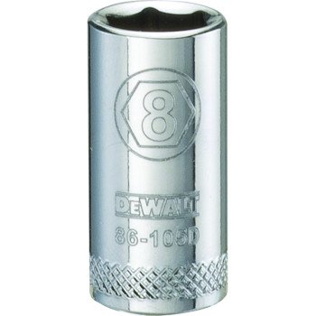 DEWALT DWMT86105OSP Hand Socket, 8 mm Socket, 1/4 in Drive, 6-Point, Vanadium Steel, Polished Chrome