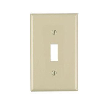 Leviton 021-80701-00I Wallplate, 4-1/2 in L, 2-3/4 in W, 1 -Gang, Nylon, Ivory, Smooth