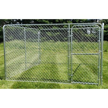 Davis Gate & Wire C-10WKRC Chain Link Dog Kennel, 10 ft OAL, 10 ft OAW, 6 ft OAH, Galvanized, 4/PK