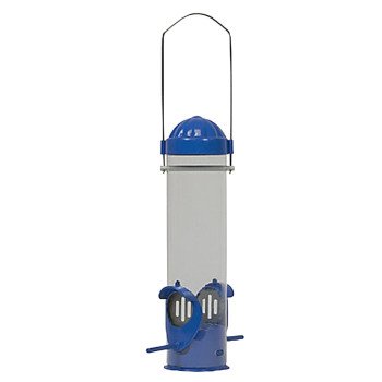 Perky-Pet 388 Dried Mealworm Bird Feeder, 10-13/64 in H, 3.5 oz, Plastic, Clear Blue, Powder-Coated