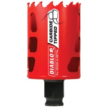 Diablo DHS1875CT GP Hole Saw, 1-7/8 in Dia, 2-3/8 in D Cutting, 3/8 in Arbor, Carbide Cutting Edge