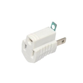 Eaton Wiring Devices 419W Outlet Adapter with Grounding Lug, 2 -Pole, 15 A, 125 V, 1 -Outlet, NEMA: NEMA 1-15R