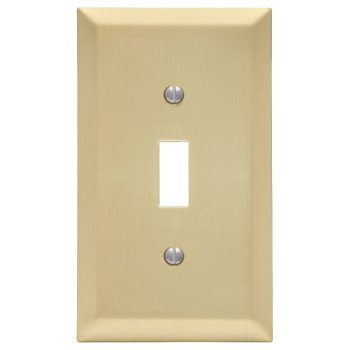 Amerelle 163TSB Wallplate, 4-11/16 in L, 2-7/8 in W, 1 -Gang, Steel, Satin Brass