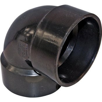 Canplas 102202BC Pipe Elbow, 2 in, Hub, 90 deg Angle, ABS, Black