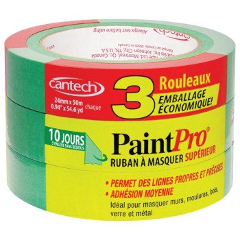 Cantech PaintPro 309 Series 309-33 Masking Tape, 50 m L, 24 mm W, Green