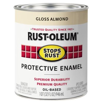 Rust-Oleum 353574 Rust Preventative Paint, Oil, Gloss, Almond, 1 qt, 80 to 175 sq-ft Coverage Area