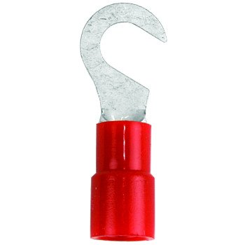 Jandorf 60958 Hook Terminal, 22 to 18 AWG Wire, #8 Stud, Vinyl Insulation, Red