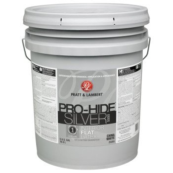 Pratt & Lambert Pro-Hide Silver 5000 Series 0000Z5355-20 Interior Paint, Flat Sheen, China White, 5 gal