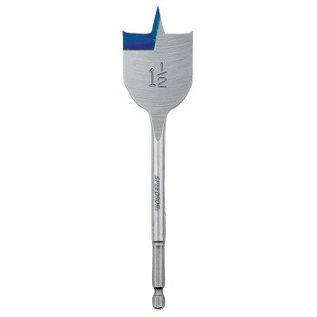 Irwin 88824 Spade Drill Bit, 1-1/2 in Dia, 6 in OAL, Flat Flute, 1/4 in Dia Shank, Hex Shank