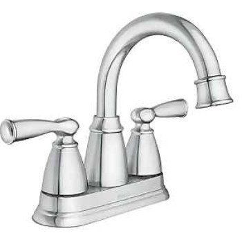 Moen Banbury Series 84943 Centerset Bathroom Faucet, High-Arc Spout, Chrome, 6-1/2 in Plate Size, 5-5/8 in, 1.2 gpm