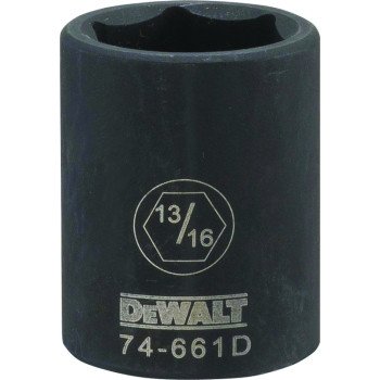 DeWALT DWMT74661OSP Impact Socket, 13/16 in Socket, 1/2 in Drive, 6-Point, CR-440 Steel, Black Oxide
