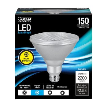 Feit Electric PAR38DM/2200/5K/LED LED Bulb, High-Output, PAR38 Lamp, 150 W Equivalent, E26 Lamp Base, Dimmable, Frost