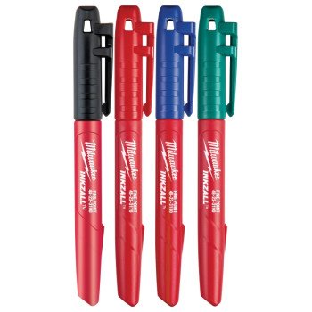 Milwaukee 48-22-3106 Marker Set, 1 mm Tip, Black/Blue/Green/Red, 5-1/2 in L