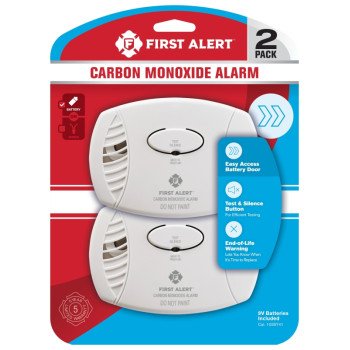 First Alert 1039741 Carbon Monoxide Alarm, 85 dB, Alarm: Audible, Electrochemical Sensor
