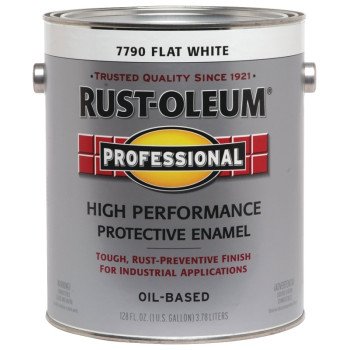 Professional 7790402 Enamel Paint, Oil, Flat, White, 1 gal, Can, 230 to 390 sq-ft/gal Coverage Area