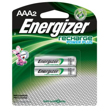 Energizer NH12BP-2 Battery, 1.2 V Battery, 850 mAh, AAA Battery, Nickel-Metal Hydride, Rechargeable, Black