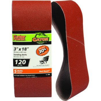 Gator 7030 Sanding Belt, 3 in W, 18 in L, 120 Grit, Fine, Aluminum Oxide Abrasive