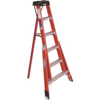 WERNER FTP6200 Series FTP6206 Tripod Ladder, 10 ft Max Reach H, 6-Step, 300 lb, Type IA Duty Rating, 3 in D Step, Black