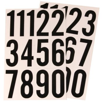 Hy-Ko MM-4N Packaged Number Set, 3 in H Character, Black Character, White Background, Vinyl