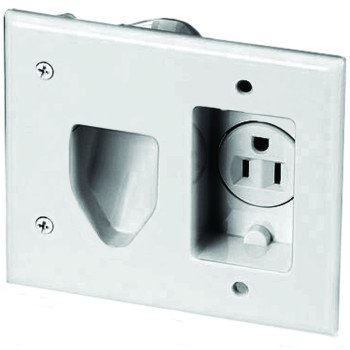 Eaton Wiring Devices 35MRW Cable Plate with Receptacle, 2 -Gang, White