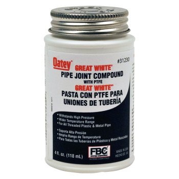 Oatey Great White 31230 Pipe Joint Compound, 4 oz Can, Liquid, Paste, White