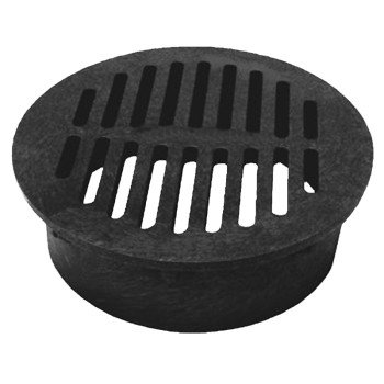 NDS 40 Drain Grate, 6 in Dia, 6-3/4 in L, 6-3/4 in W, Round, 1/4 in Grate Opening, HDPE, Black