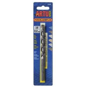 ARTU 01445 Drill Bit, 3/8 in Dia, 5-5/16 in OAL, Flat Flute, 2-Flute, 3/8 in Dia Shank, Straight Shank