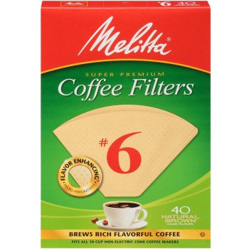 Melitta 626412 #6 Coffee Filter, Cone, Paper, Natural Brown