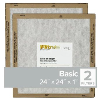 Filtrete FPL12-2PK-24 Air Filter, 24 in L, 24 in W, 2 MERV, For: Air Conditioner, Furnace and HVAC System