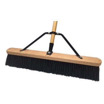 Simple Spaces 93135 Push Broom, 24 in Sweep Face, 4 in L Trim, Polypropylene Bristle, 60 in L, Bolt with Brace