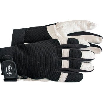 Boss 4047L Protective Gloves, L, Wing Thumb, Elastic Cuff, Goatskin Leather, White