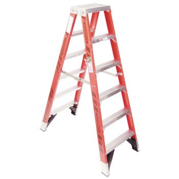 WERNER T7400 Series T7406 Step Ladder, 10 ft Max Reach H, 5-Step, 375 lb, Type IAA Duty Rating, 3 in D Step