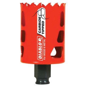 Diablo DHS2000CT GP Hole Saw, 2 in Dia, 2-3/8 in D Cutting, 3/8 in Arbor, Carbide Cutting Edge