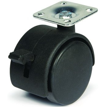 Dh Casters C-T20P1BKB Swivel Caster, 2 in Dia Wheel, Plastic Wheel, Black, 85 lb