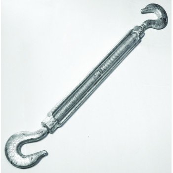 Baron 17-1/2X12 Turnbuckle, 1500 lb Working Load, 1/2 in Thread, Hook, Hook, 12 in L Take-Up, Galvanized Steel