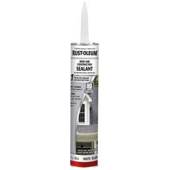 Rust-Oleum 301827 Roof and Construction Sealant, White, Liquid, 10.1 oz, Cartridge