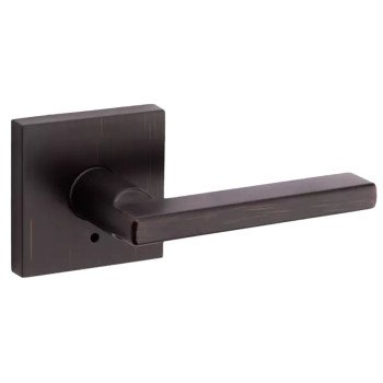 Kwikset Signature Series 155HFL SQT 11P Privacy Lever, Pushbutton Lock, Venetian Bronze, Zinc, Residential, 2 Grade