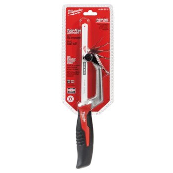 Milwaukee 48-22-0012 Compact Hacksaw, 10 in L Blade, 14 TPI, Comfort-Grip Handle, Rubber Handle