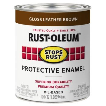 Rust-Oleum 353577 Rust Preventative Paint, Oil, Gloss, Leather Brown, 1 qt, 80 to 175 sq-ft Coverage Area