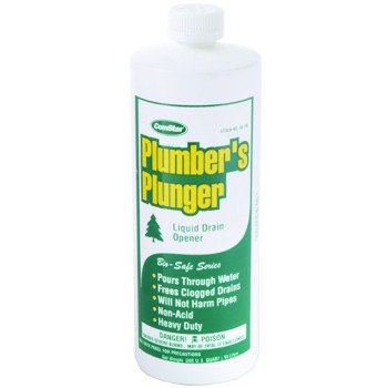 ComStar Plumber's Plunger 30-700 Drain Opener, Liquid, Clear, Sharp, 1 qt Bottle