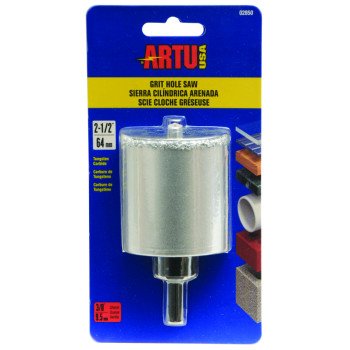 ARTU 02850 Hole Saw, 2-1/2 in Dia, 2-1/4 in D Cutting, 5/8-18 Arbor, Tungsten Carbide Cutting Edge