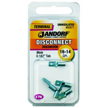 Jandorf 60871 Disconnect Terminal, 16 to 14 AWG Wire, Copper Contact, 5/PK