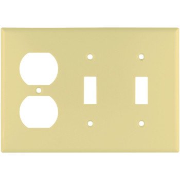 Eaton Wiring Devices 2158V-BOX Combination Wallplate, 4-1/2 in L, 6-3/8 in W, Standard, 3-Gang, Thermoset, Ivory, Flush