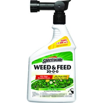 Spectracide HG-96262 Weed and Feed Killer, 32 fl-oz, Liquid, 20-0-0 N-P-K Ratio