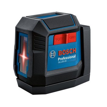 Bosch GLL50-20 Cross-Line Laser, 50 ft, 5/16 in Accuracy, 2-Beam, Red Laser